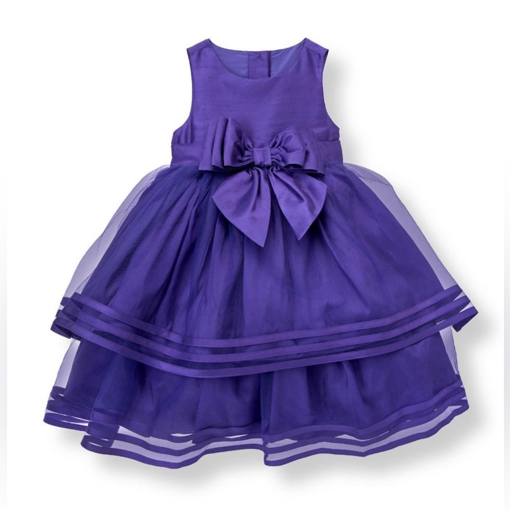 Janie and Jack SILK BOW TIERED DRESS